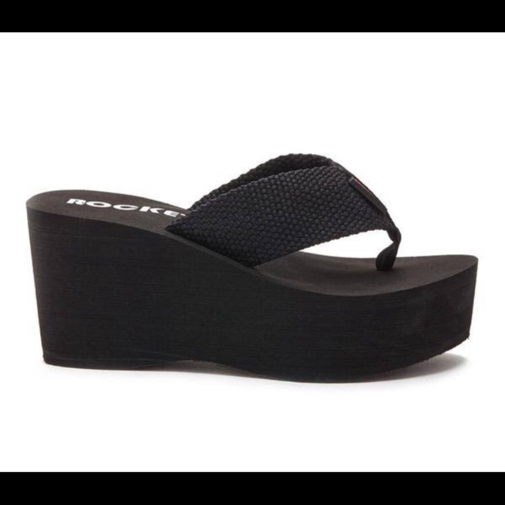 Never Worn! Rocket Dog Black Platform Flip Flops